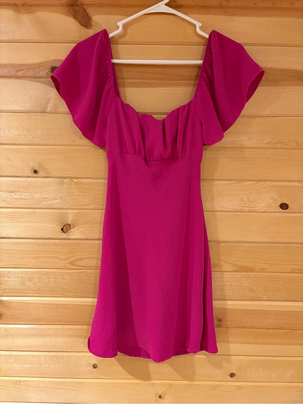 Fuchsia Off-Shoulder Sleeve Dress